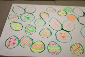 Easter Bunny and Egg Silhouette Stamps - egg shapes decorated