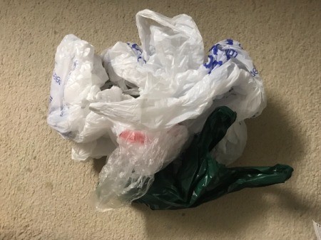 A pile of plastic bags from the grocer store.