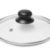 Glass pot lid on white background.