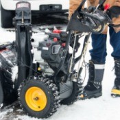 Close up of a snowblower.