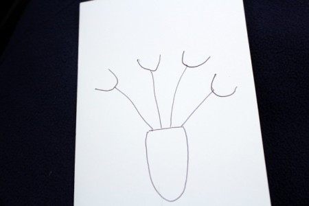 Tulip Art for Kids - draw long lines for the stems and add a U to the top of each stem