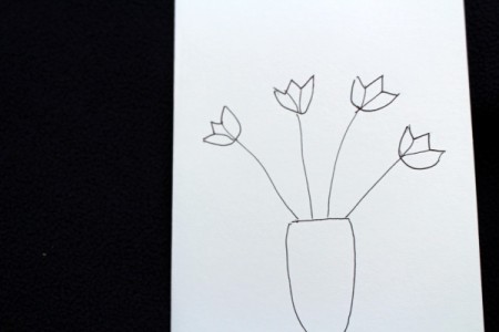 Tulip Art for Kids - finish the tulips on the top of the stems