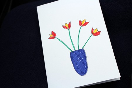 Tulip Art for Kids - go over the stems with a green marker
