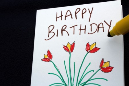 Tulip Art for Kids - add a greeting