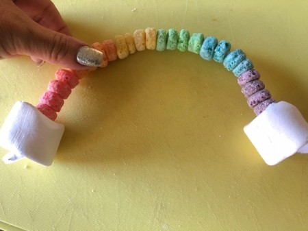 Edible Standing Rainbows - carefully bend the pipe cleaner to make an arch