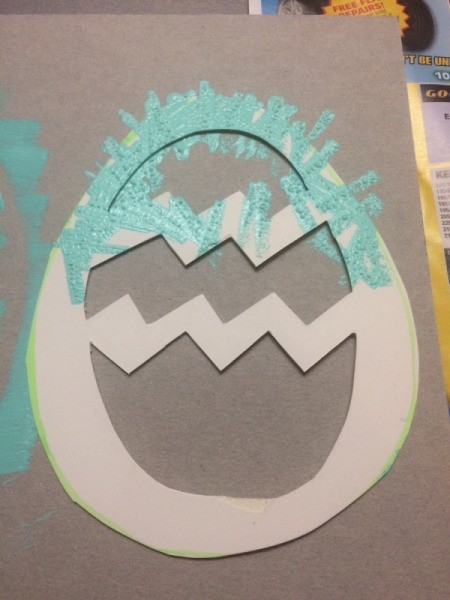 Easter Egg Sun Catcher - adding paint using sponge technique