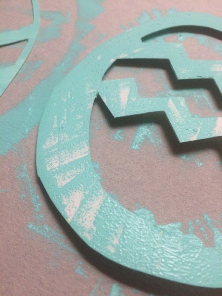 Easter Egg Sun Catcher - sponge method closeup