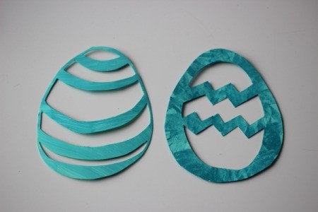 Easter Egg Sun Catcher - two painted eggs, one with multiple colors