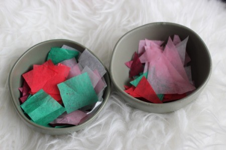 Easter Egg Sun Catcher - cut tissue paper into different shapes