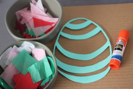 Easter Egg Sun Catcher - ready to glue tissue paper to egg
