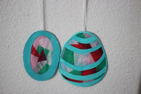 Easter Egg Sun Catcher - curved line egg and empty oval hanging