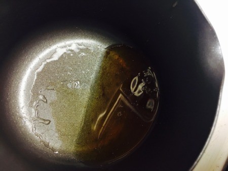 hoil and honey in pan