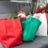 Fabric Christmas Bags in back car seat