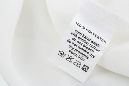 100% Polyester clothing label