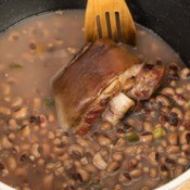 Ham hocks and beans in pot