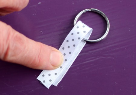 Felt Ear Bud Pod - pass the ribbon through the keyring and fold in half