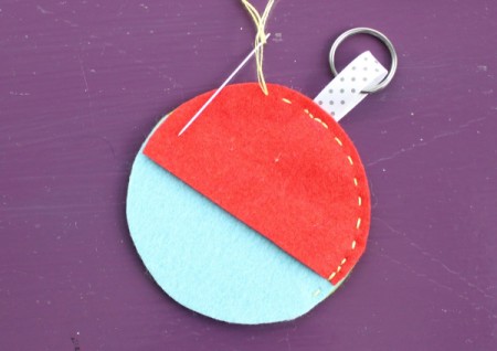 Felt Ear Bud Pod - insert ribbon, tack and continue your running stitch