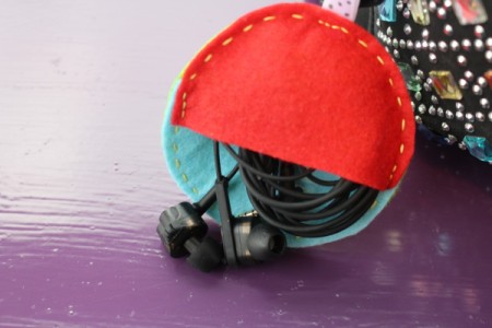 Felt Ear Bud Pod - push under one half of the poc