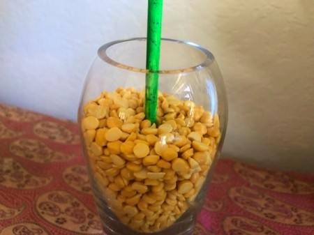 Cardboard Tube Shamrock - display in a vase partially filled with beans or rocks