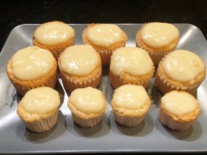 frosted cupcakes on platter