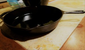 A clean cast iron frying pan.