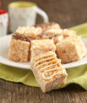 A pile of cake batter rice krispie treats.