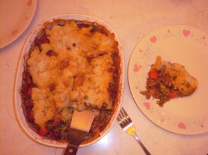 Shepherd's Pie baking dish and serving on plate