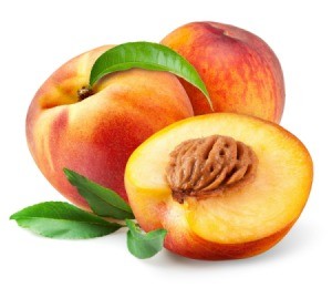 Ripes peaches on a white background