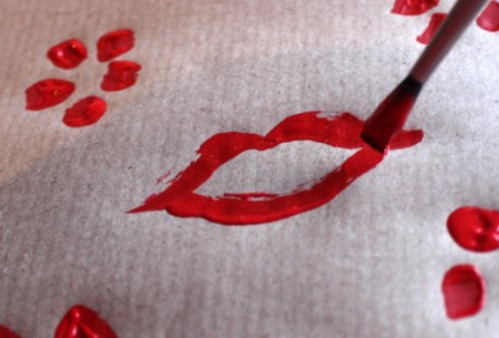 Make Your Own Wrapping Paper - then paint a curved line underneath