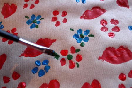 Make Your Own Wrapping Paper - add large dots for the flower centers and little dashes for leaves