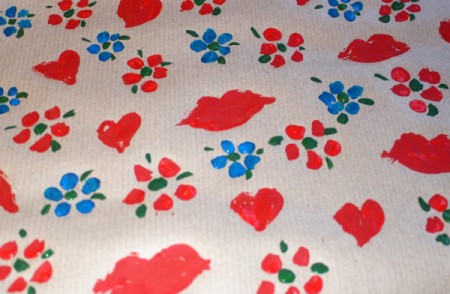 Make Your Own Wrapping Paper - fill the paper and allow to dry