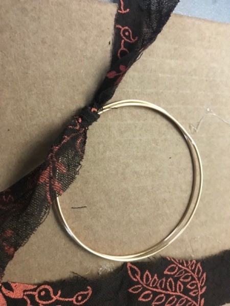 Fabric Wrapped Bracelet - tie the fabric onto the wire over the knot