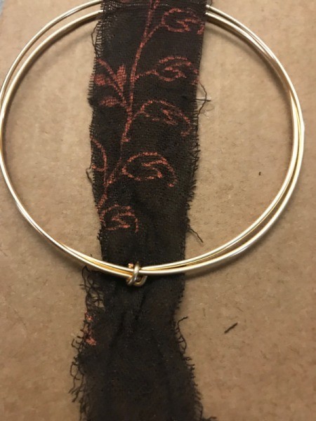 Fabric Wrapped Bracelet - fabric knotted on and flattened out