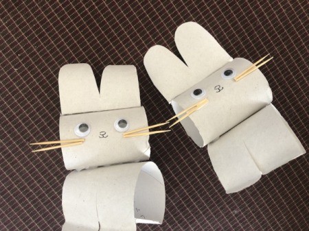 Cardboard Tube Bunnies - use regular glue to attach them as whiskers - allow to dry