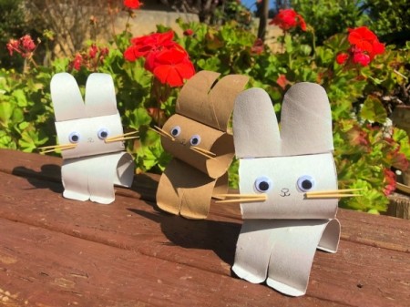 Cardboard Tube Bunnies - ready to display or play with