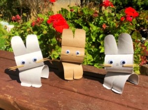 Cardboard Tube Bunnies - three finished bunnies