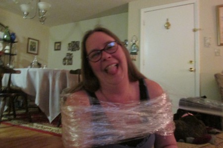 Having a Big Girls Slumber Party - woman with wrap around her upper arms