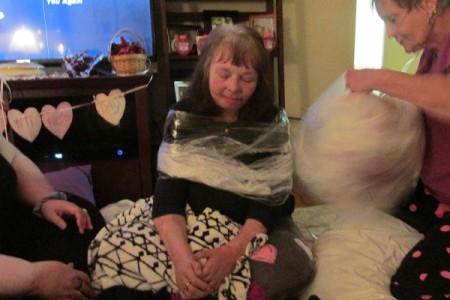 Having a Big Girls Slumber Party - person holding the ball of wrap