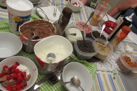 Having a Big Girls Slumber Party - make your own sundaes table