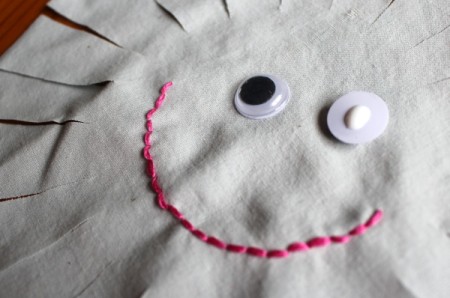 Happy Sad Beanbag - glue eyes in place