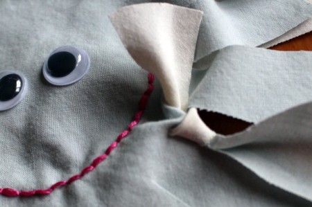 Happy Sad Beanbag - tie the front tab to the back tab