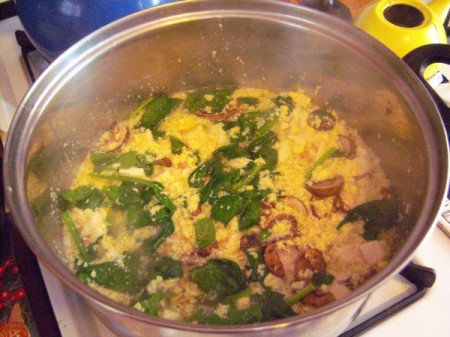 adding spinach to Soup