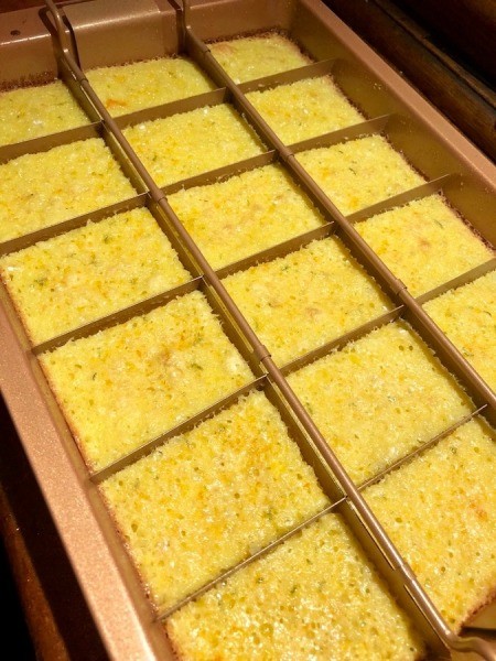 Tangerine Lime Bar batter in pan with divider