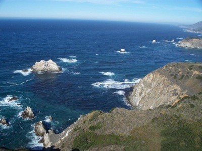 The rocks and water at Monterey Bay, California.