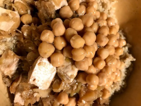 chick peas added to salad