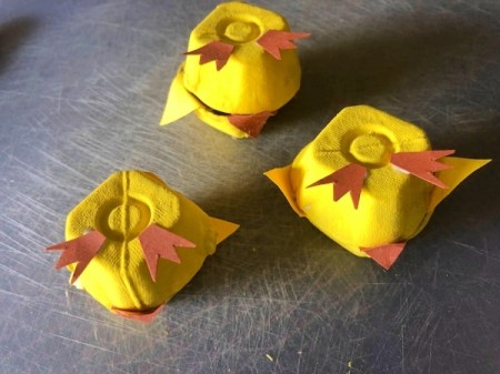 Egg Carton Easter Chick Containers - glue to the bottoms of the carton cups