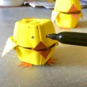 Egg Carton Easter Chick Containers - draw little eyes over the beaks