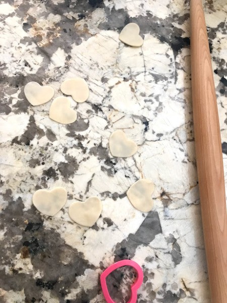 cut pie dough hearts