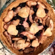 Apple Blueberry Pie with Hearts in pan