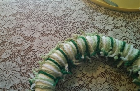 Yarn Chain St. Patty's Wreath - some in and some out